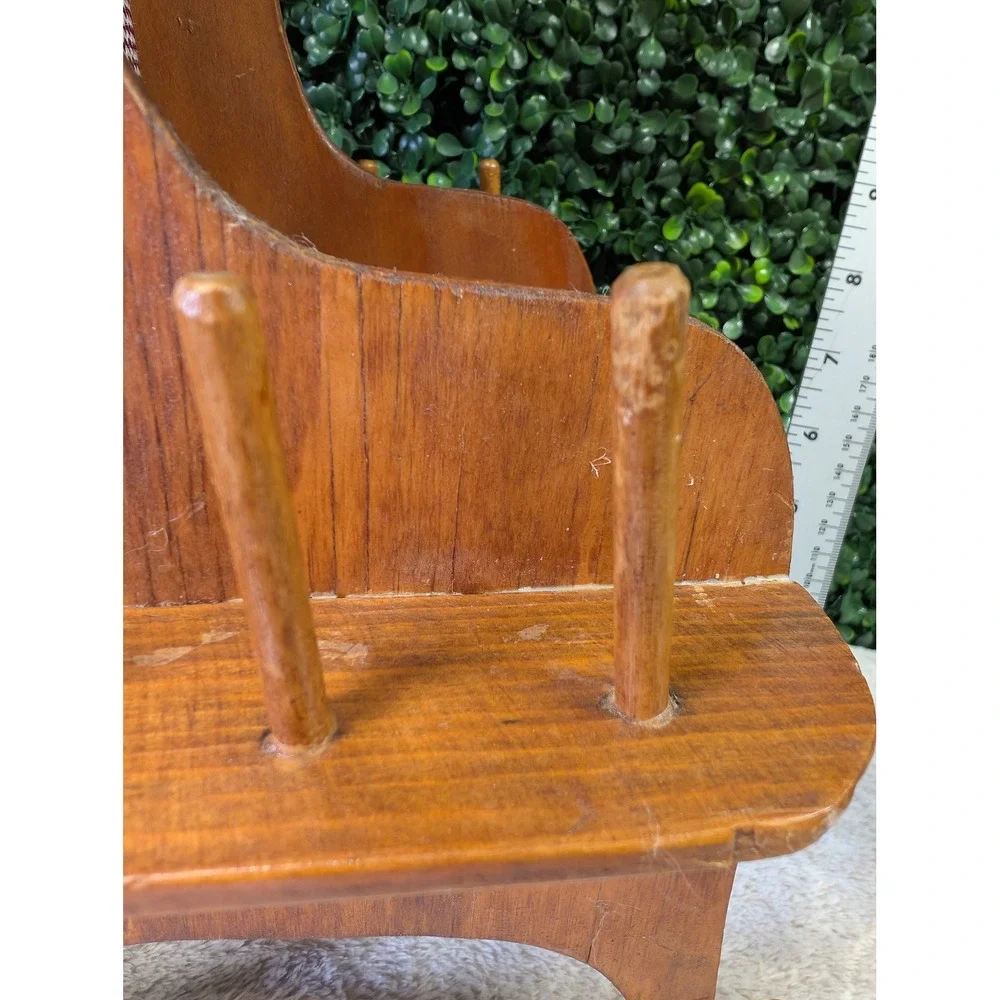 Vintage MCM Handmade Wood Sewing Rocking Chair Organizer‎ Pincushion Folk Art